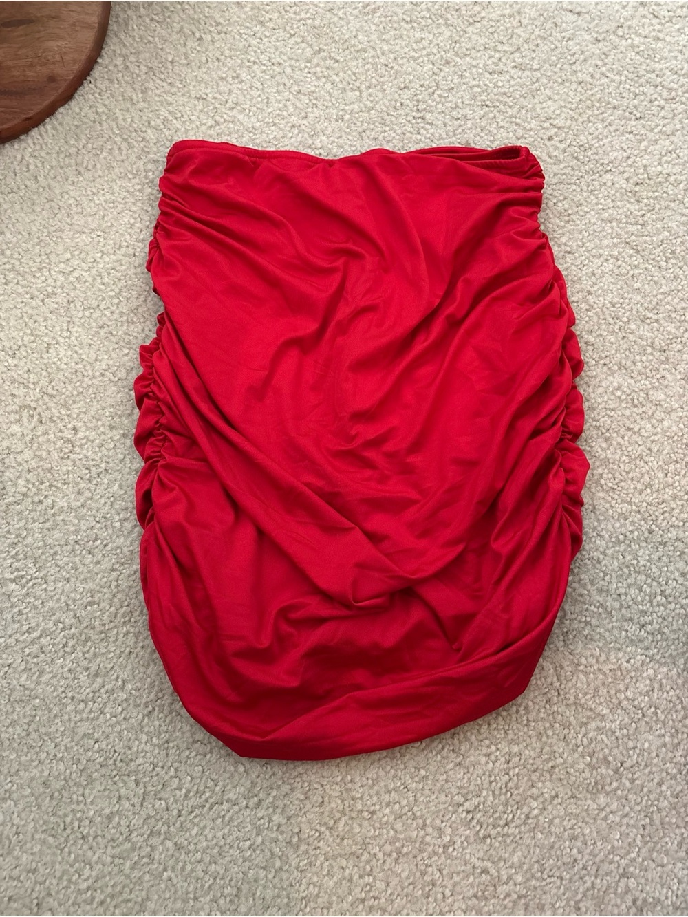 Sculpting Red Ruched Mini Skirt